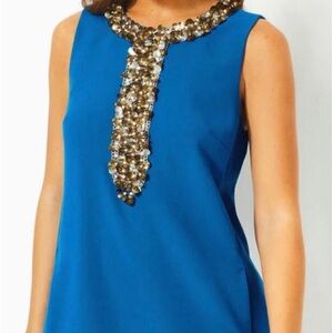 Gorgeous NWT Lilly Pulitzer Edita Embellished Stretch Shift Dress - Barton Blue
